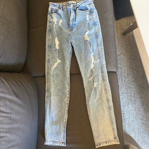 Pull and bear distressed straight leg jeans